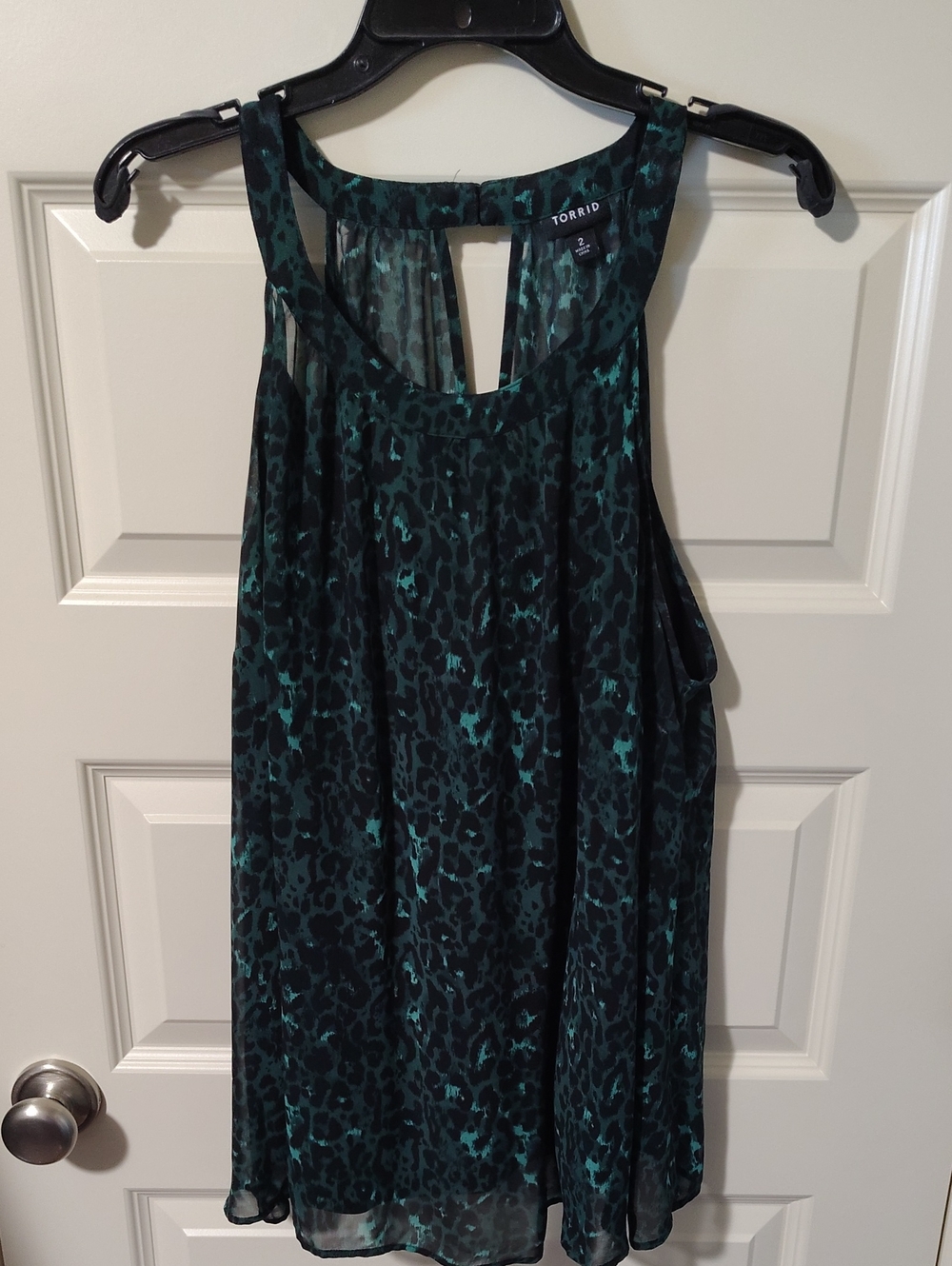 torrid Teal and Black Animal Print Sleeveless Keyhole Top